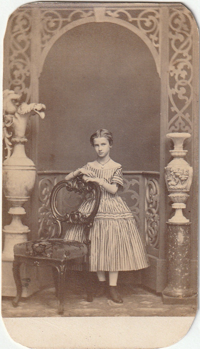 Victorian Girl with Short Hair - Striped Dress - R. Newells Victorian Girl with Short Hair - Striped Dress - R. Newells