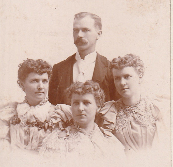 Victorian Quadruplets - W. F. Bierhaus - Milwaukee, WI - Cabinet Photo, c. 1890s Close Up