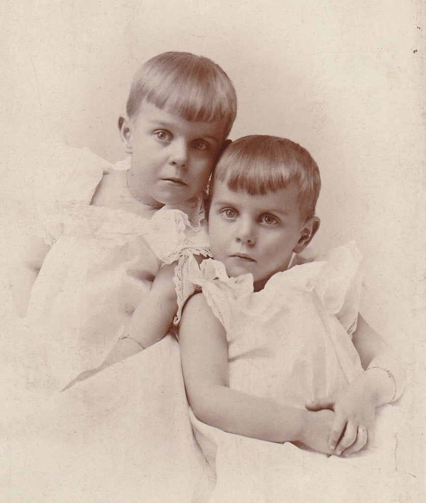 Victorian Twin Brothers - Colfax, IA - Antique Cabinet Photo, c. 1800s Close Up