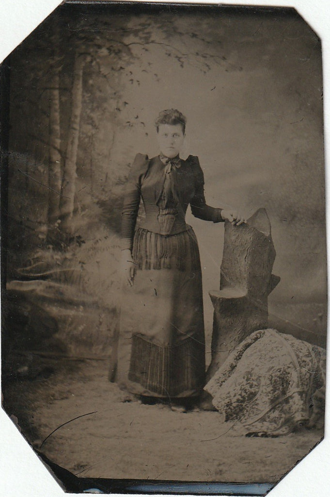 Victorian Woman in Western Fringe Dress - Tintype Photo, c 1800s