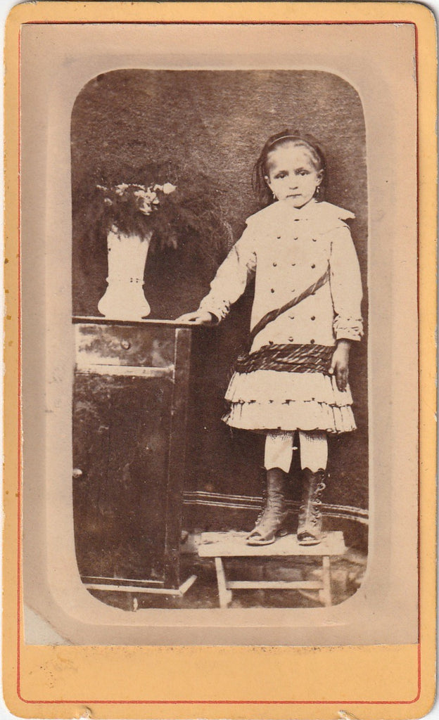 Victorian Girl in Mourning Antique Photo CDV