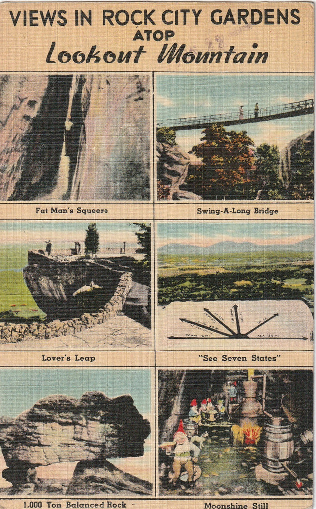 Views in Rock City Atop Lookout Mountain Postcard