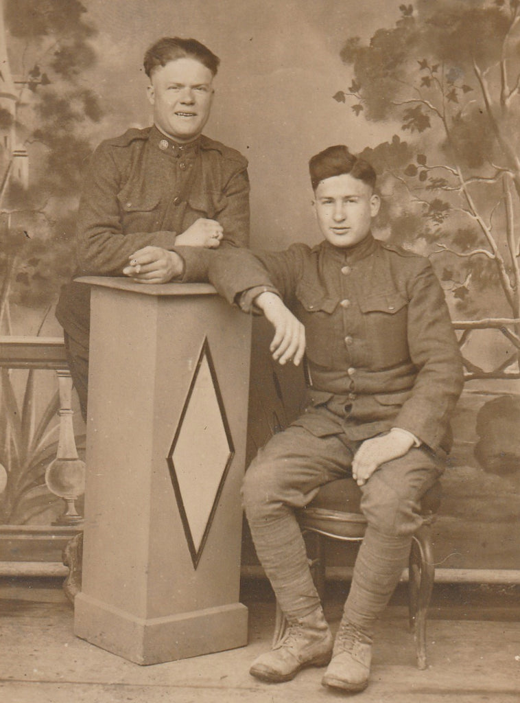 WWI Soldiers Doughboys RPPC Antique Photo Close Up