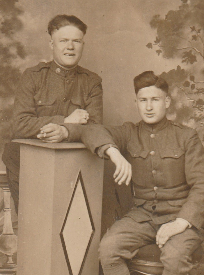 WWI Soldiers Doughboys RPPC Antique Photo Close Up 2