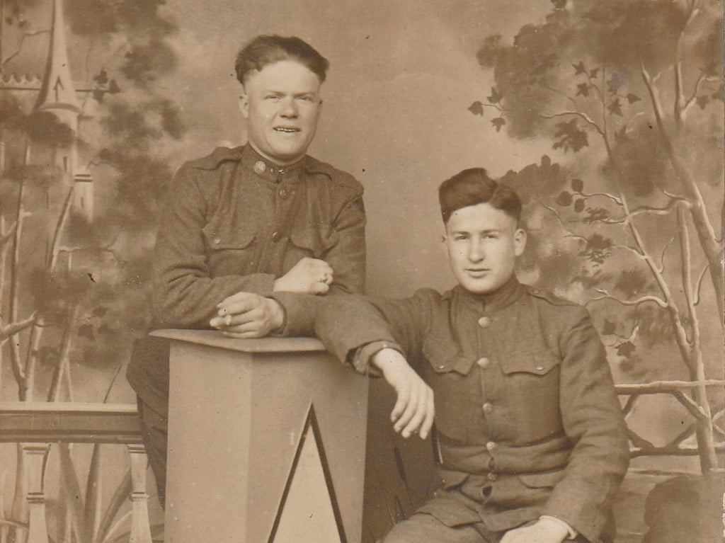 WWI Soldiers Doughboys RPPC Antique Photo Close Up 3