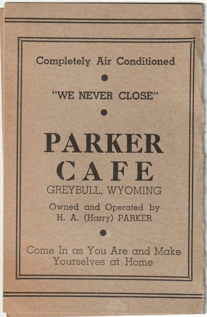Waffle House Cafe - Greybull, Wyoming - Card, c. 1940s