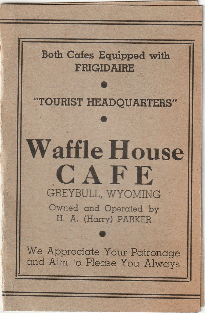 Waffle House Cafe - Greybull, Wyoming - Card, c. 1940s