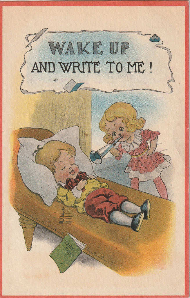 Wake Up and Write To Me Antique Postcard