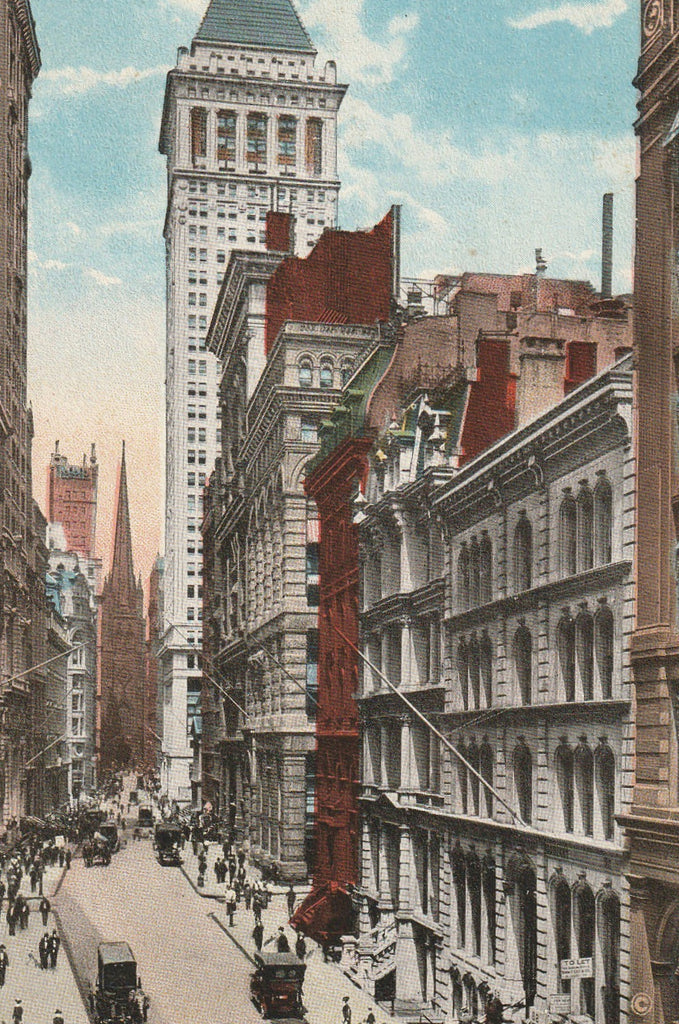 Wall Street New York City Antique Postcard Close Up