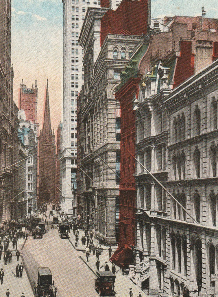Wall Street New York City Antique Postcard Close Up 2