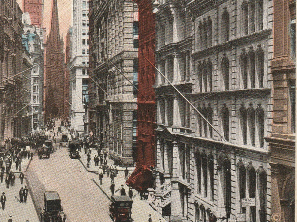 Wall Street New York City Antique Postcard Close Up 3