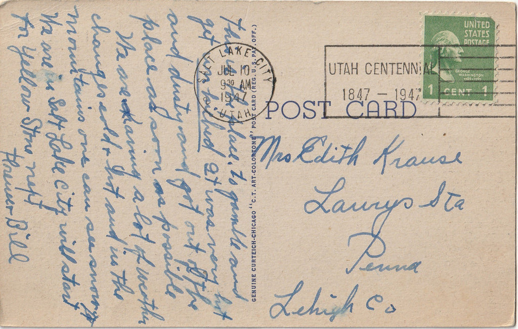Washoe County Court House - Reno, Nevada - Postcard, c. 1940s Back
