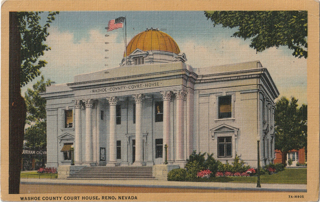 Washoe County Court House - Reno, Nevada - Postcard, c. 1940s