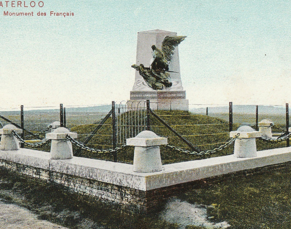 Battle of Waterloo Monument Belgium Antique Postcard Close Up