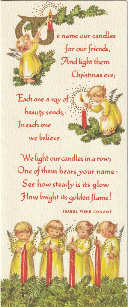 We Name Our Candles For Our Friends - Isabel Fiske Conant - Brownie by Rust Craft - Card, c. 1950s