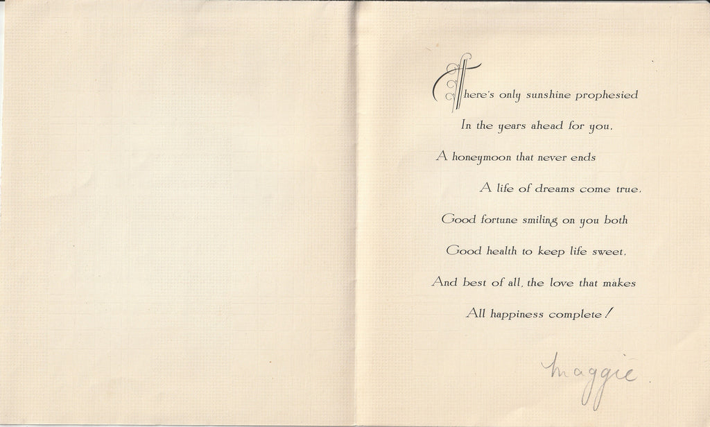 Wedding Congratulations - The Keating Co. - Card, c. 1940s Inside