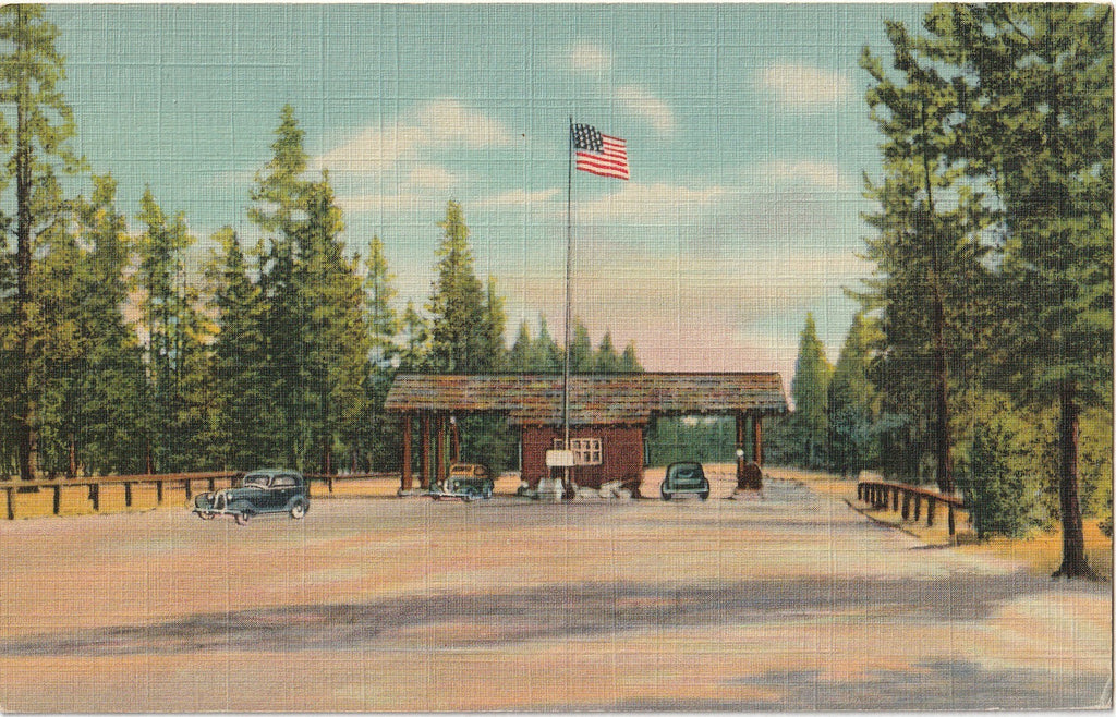 West Gate to Yellowstone National Park, Wyoming - Postcard, c. 1940s