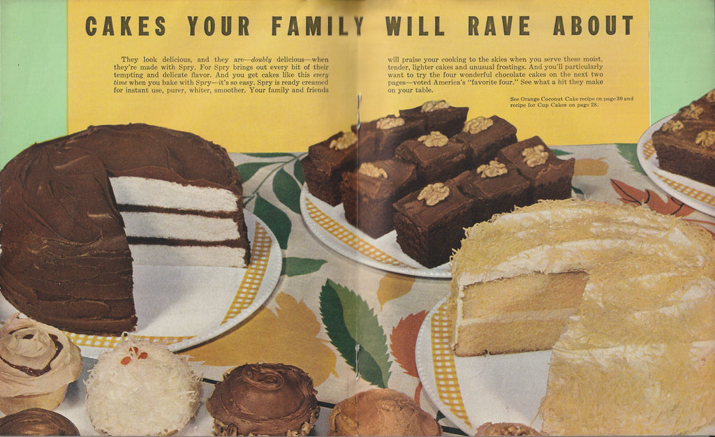 What Shall I Cook Today - 124 Thrifty, Healthful Tested Recipes - Spry Vegetable Shortening - Lever Brothers Company - Booklet, c. 1935 - Cakes Your Family Will Rave About
