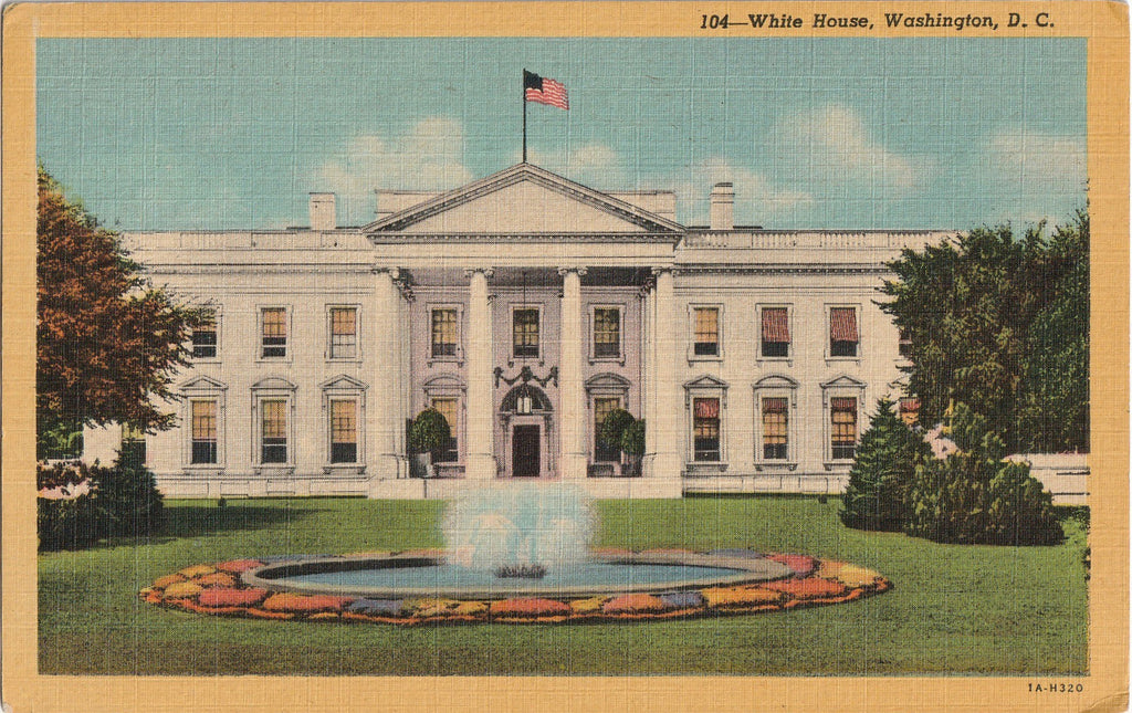 White House Fountain Washington DC Postcard