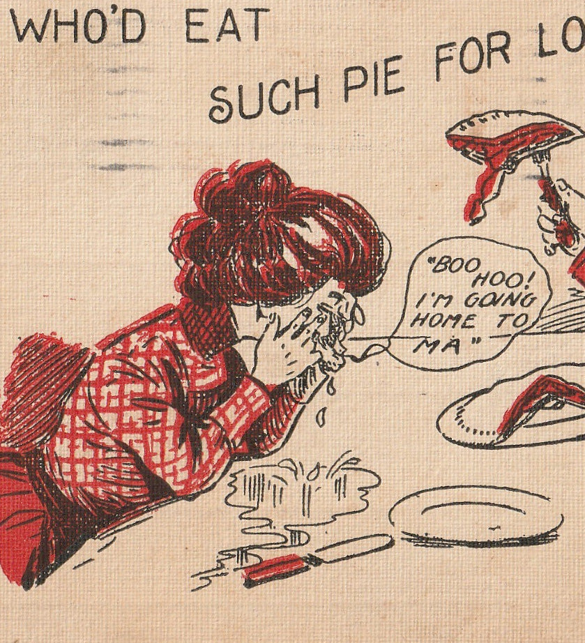 Who'd Eat Such Pie For Love - Alfred Holzman - Postcard, c. 1900s Close Up