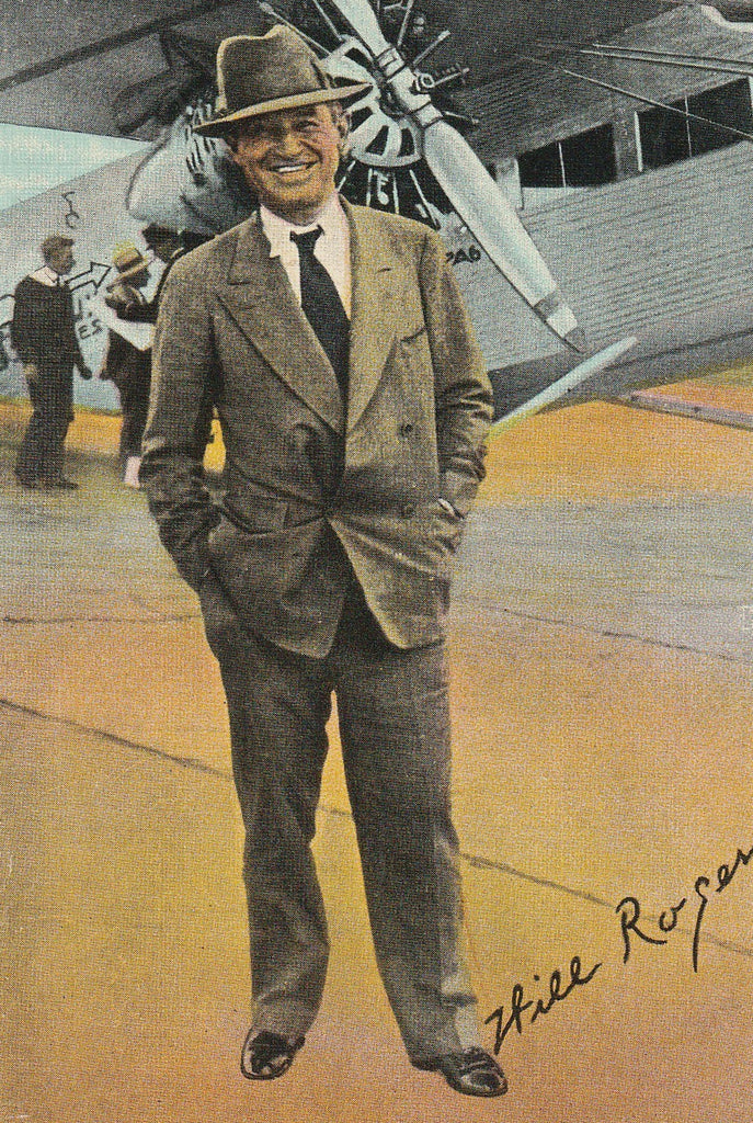 Will Rogers and Plane Vintage Postcard Close Up
