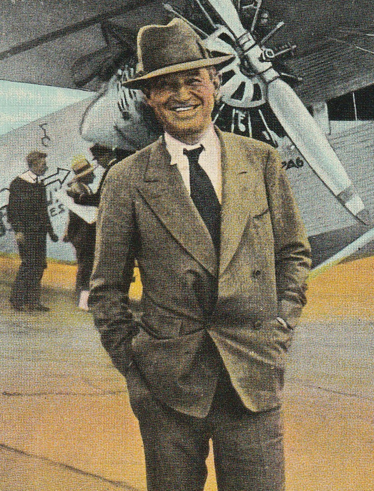 Will Rogers and Plane Vintage Postcard Close Up 2