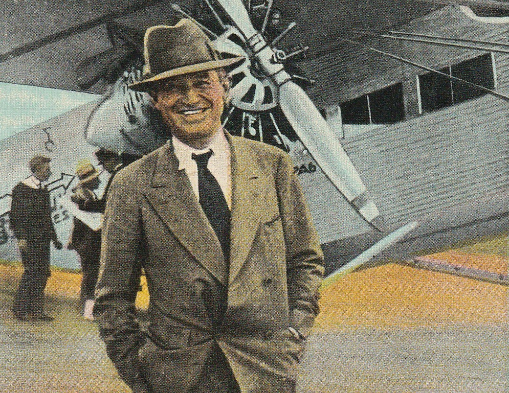 Will Rogers and Plane Vintage Postcard Close Up 3