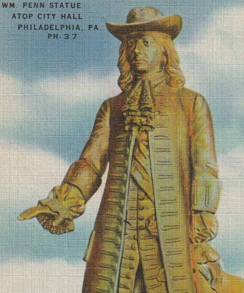 William Penn Statue Philadelphia PA Postcard Close Up