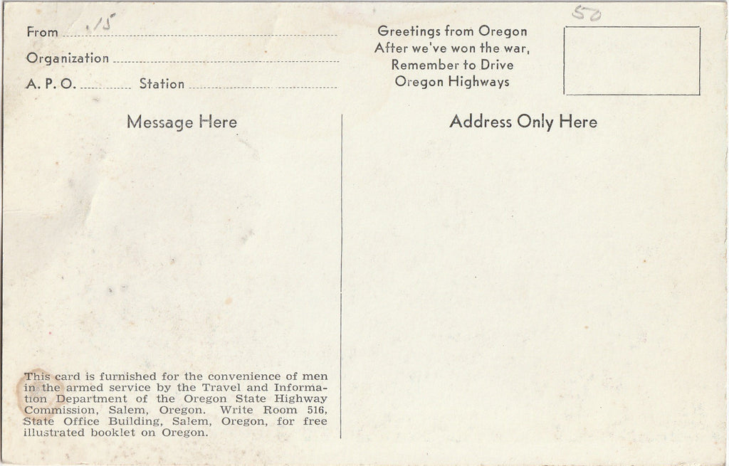 Wizard Island Crater Lake National Park Oregon Postcard Back
