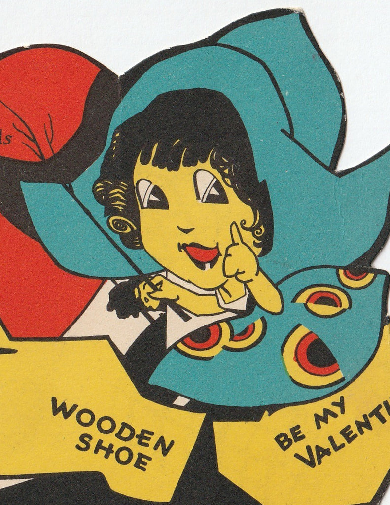 Wooden Shoe Be My Valentine Vintage Card Close Up 2