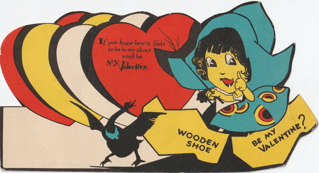 Wooden Shoe Be My Valentine Vintage Card
