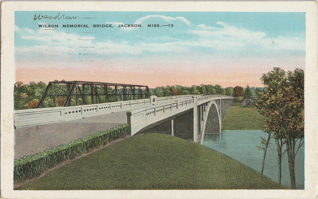 Woodrow Wilson Memorial Bridge - Jackson, Mississippi - Postcard, c. 1930s