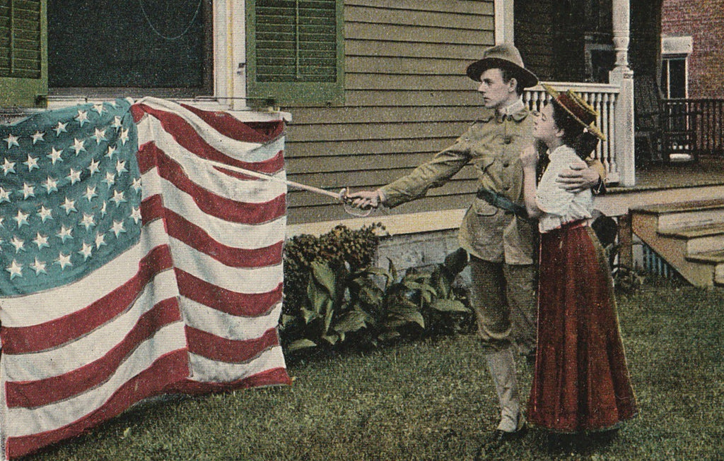 You Are Near to My Heart, Old Stars and Stripes - Postcard, c. 1900s Close Up