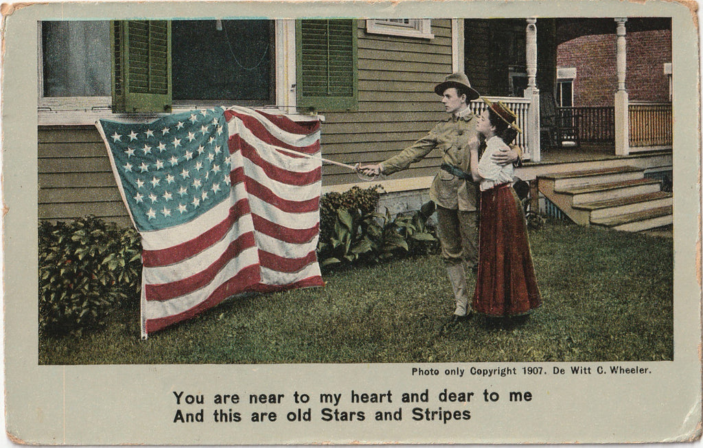 You Are Near to My Heart, Old Stars and Stripes - Postcard, c. 1900s