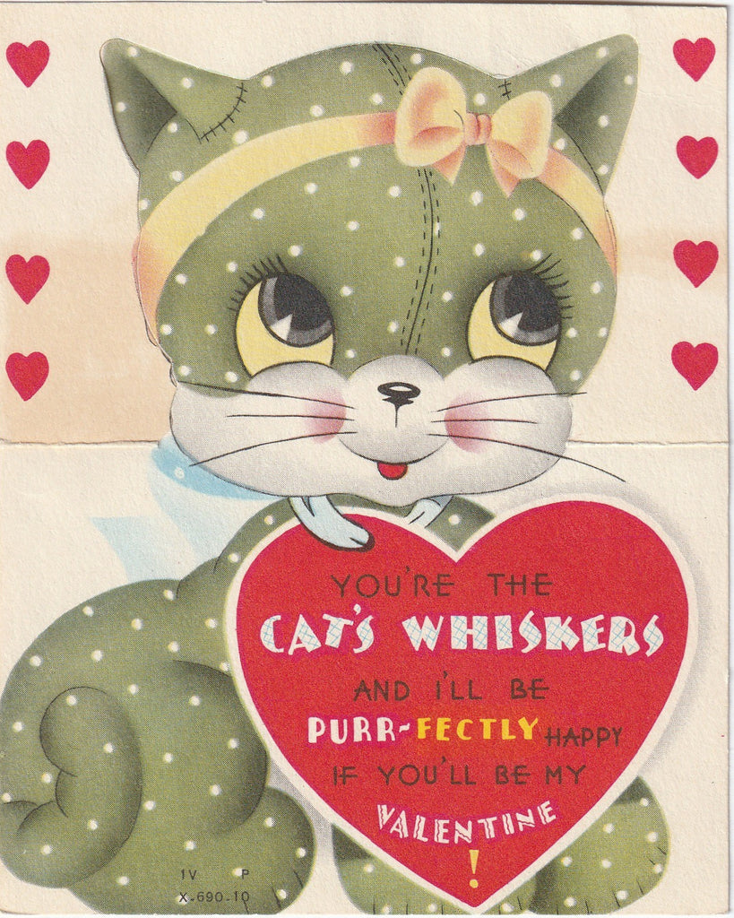 You're The Cat's Whiskers Vintage Valentine Card
