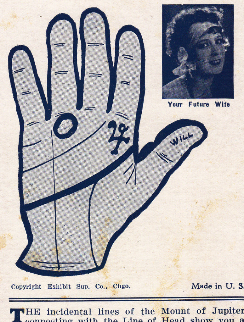 Your Future Wife Palmistry Arcade Card Close Up