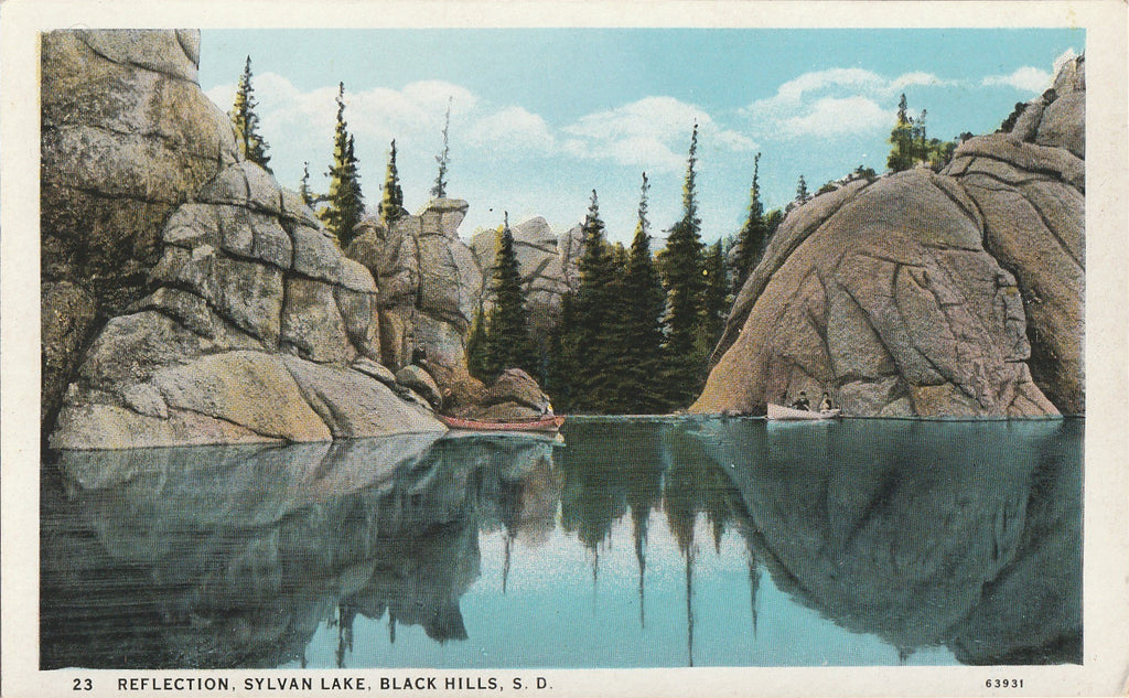 Reflection, Sylvan Lake, Black Hills, S.D. Postcard