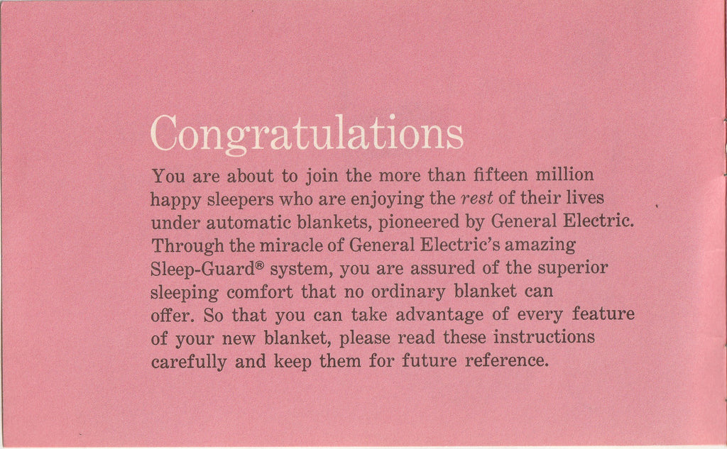 Wonderful World of Comfort - General Electric Automatic Blanket - Booklet, c. 1950s Inside 1