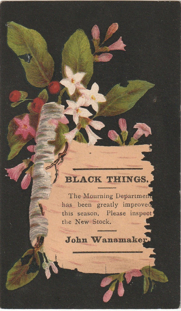 Black Things - Mourning Department - John Wanamaker - SET of 2 - Victorian Trade Cards, c. 1800s 2 of 2
