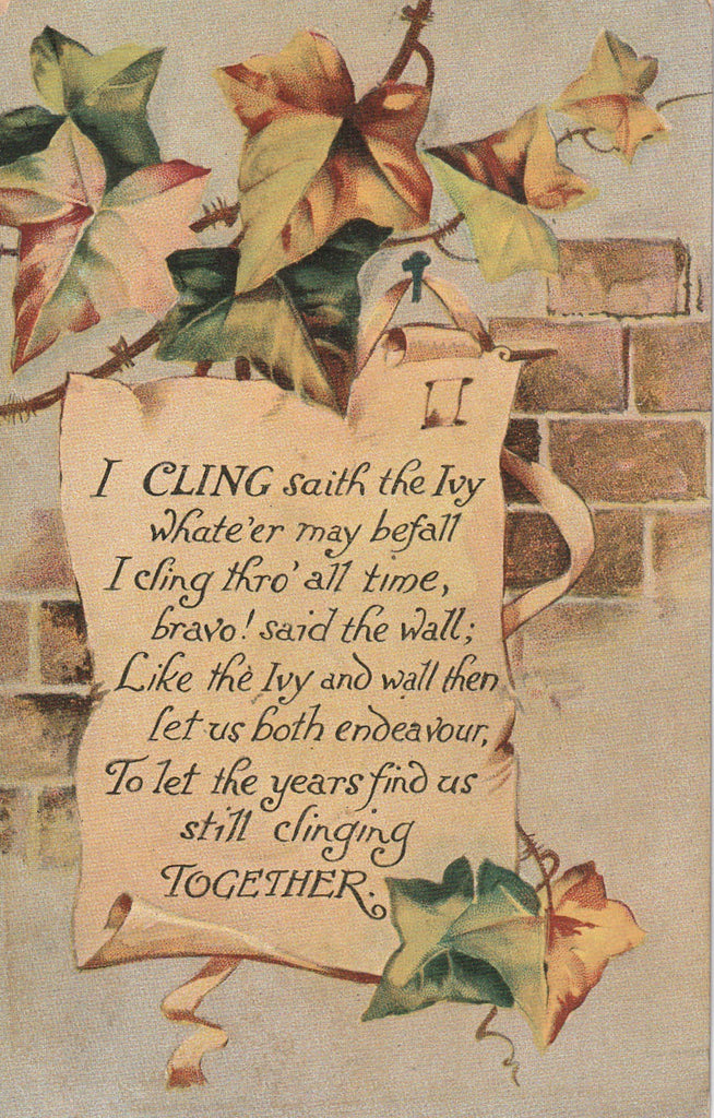I Cling Saith The Ivy Antique Postcard