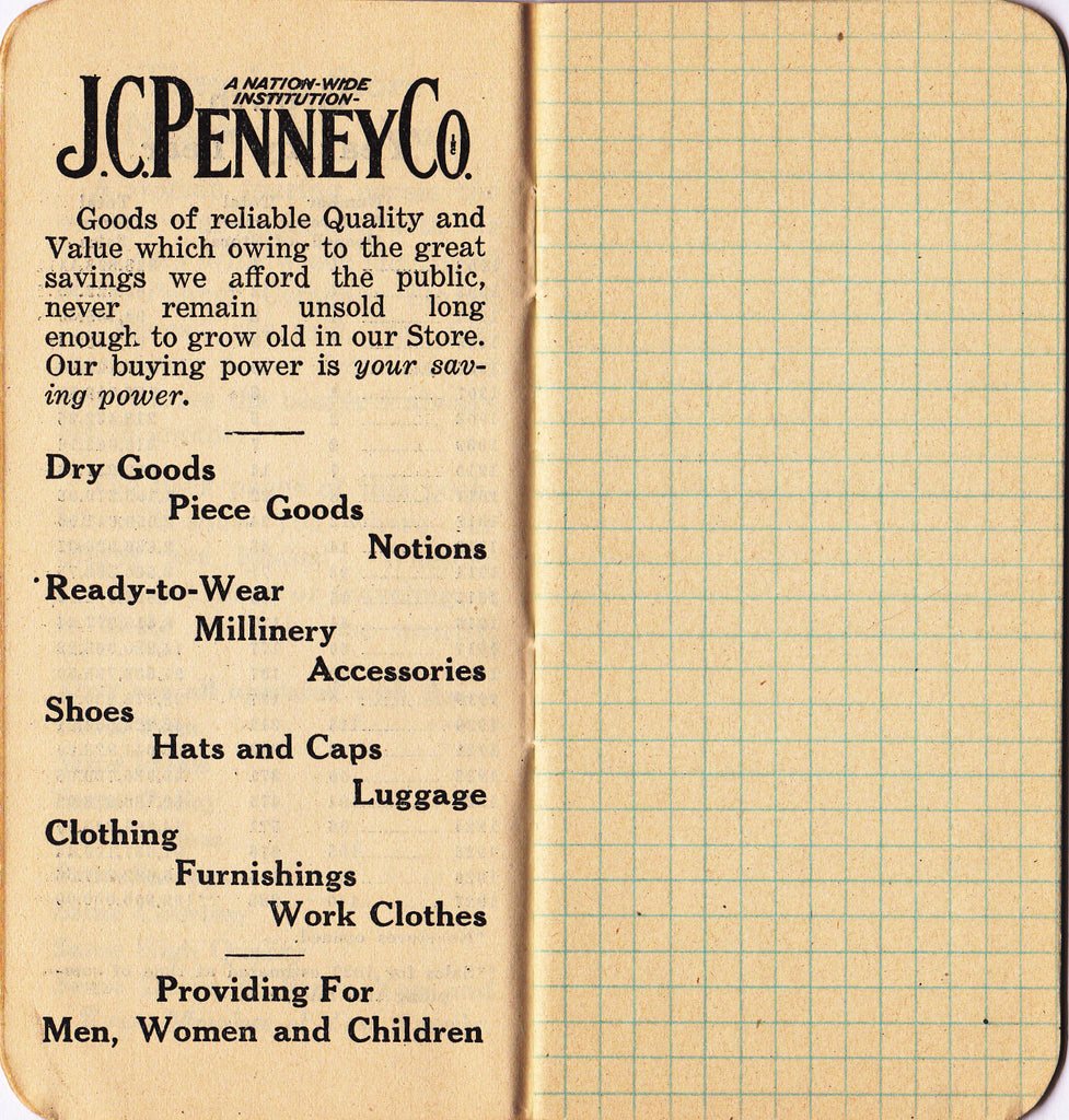 J C Penny 25th Anniversary 1927 Booklet Inside