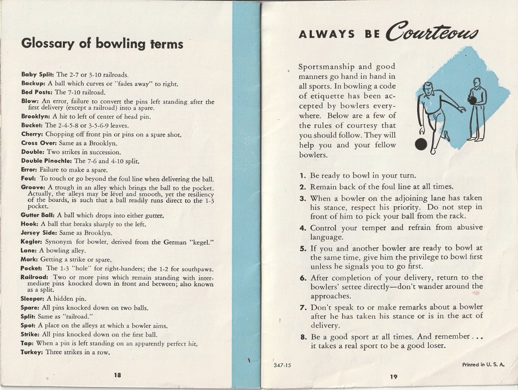 More Pins More Fun - Brunswick Bowling - Booklet, c. 1947 Pg. 18-19