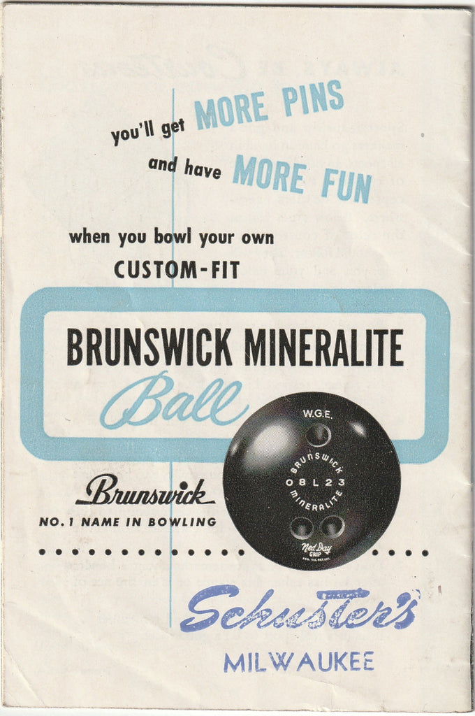More Pins More Fun - Brunswick Bowling - Booklet, c. 1947 Back Cover