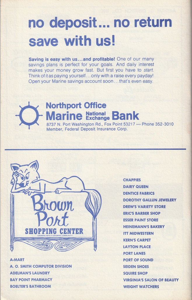 Help Combat Crime - Department of Public Safety - Fox Point, Milwaukee, WI - Booklet, c. 1972 Back Cover