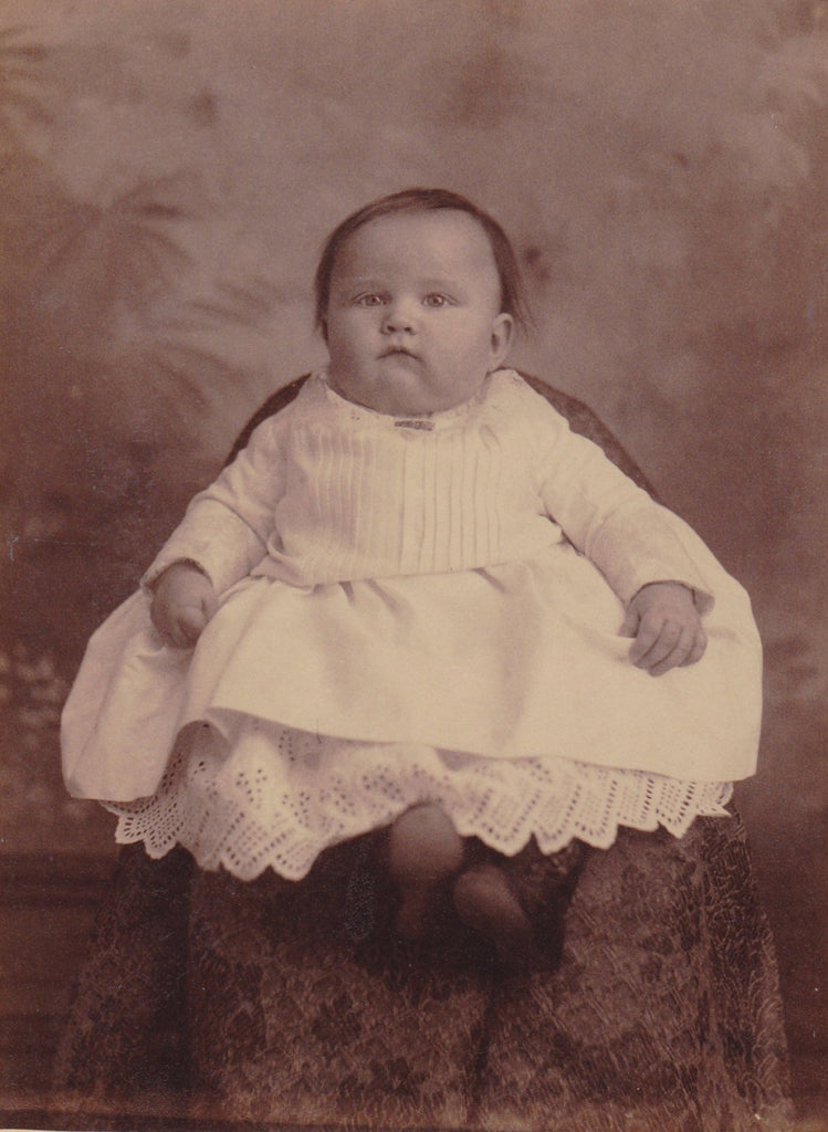 Chubby Cheeks- 1800s Antique Photograph- Victorian Baby- Bertrand, Nebraska- Cutest Baby Face- T A Carlson- Cabinet Photo- Paper Ephemera