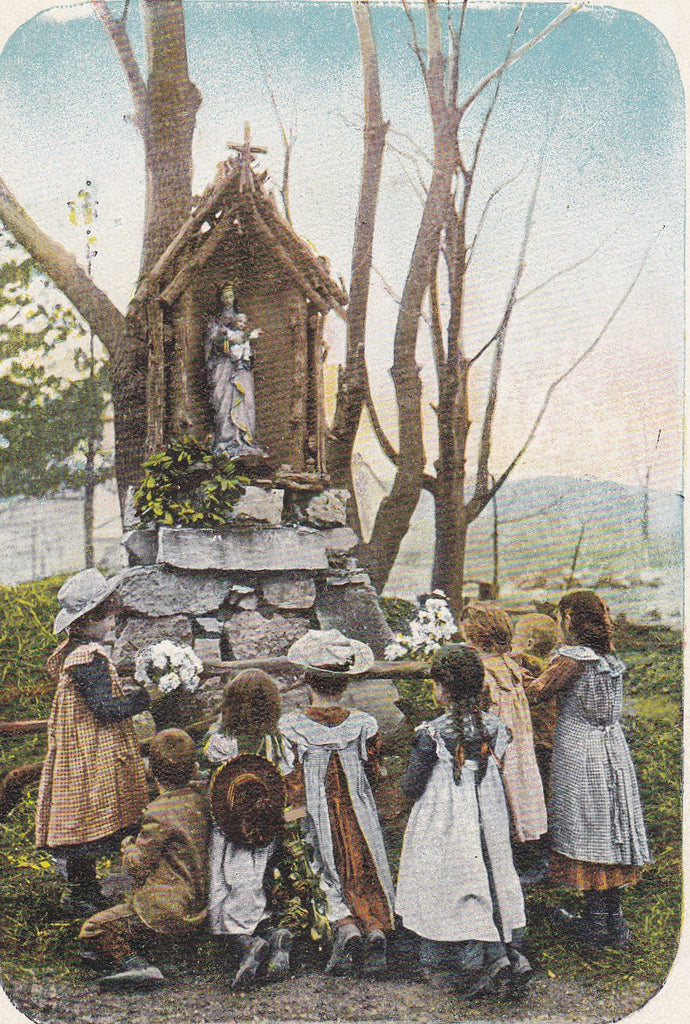 The Shrine- 1900s Antique Postcard- St. Johns Institutue of Deaf Mutes- St. Francis, Wisconsin- Fire Disaster Memorial- E C Kropp