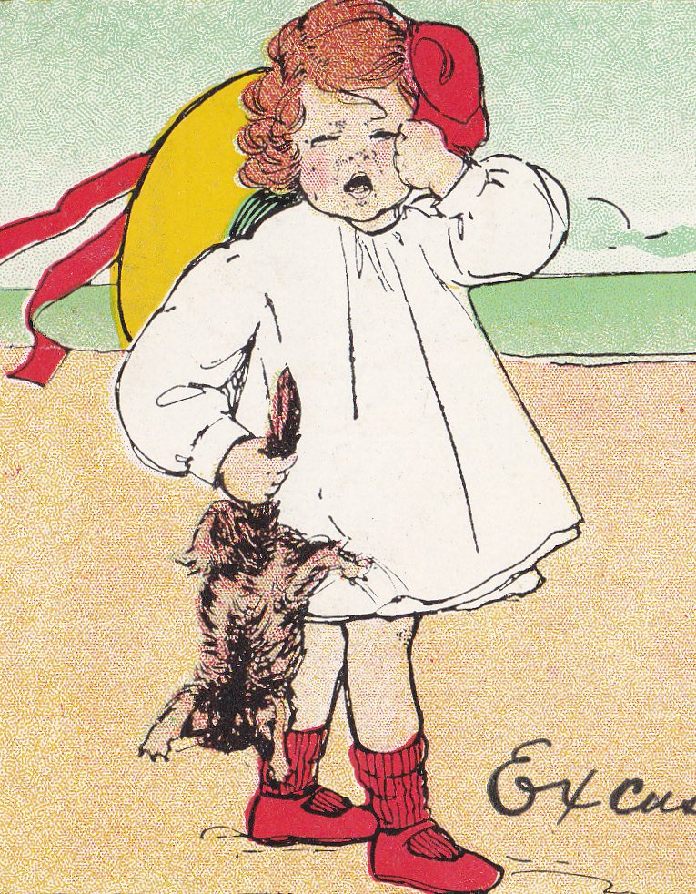Excuse My Scratching- 1900s Antique Postcard- Girl with Kitten- Cat Scratch- Edwardian Humor- Strange Postcard- C N Caspar- Used