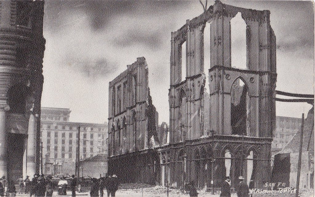 Masonic Temple Ruins- 1900s Antique Postcard- 1906 San Francisco Earthquake- Natural Disaster- California History- Undivided Back- Unused