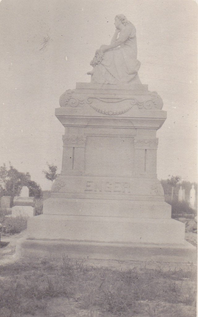 Enger Grave Monument- 1900s Antique Photograph- Cemetery Headstone- Edwardian Mourning- Graveyard- Real Photo Postcard- Cyko RPPC- Memorial Monument