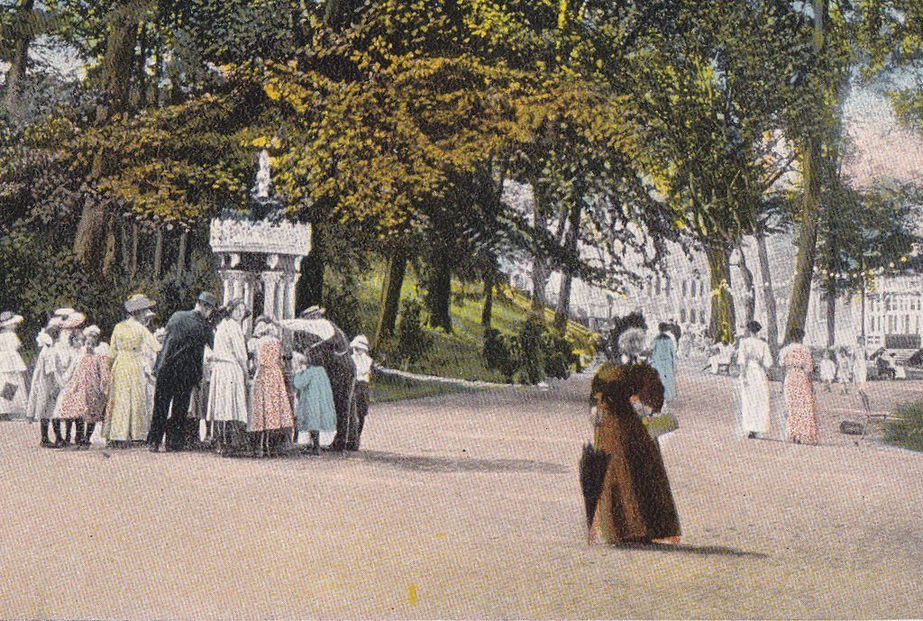 Congress Spring Park- 1920s Antique Postcard- Saratoga Springs, NY- Park Fountain- New York Souvenir- Valentine- Paper Ephemera- Unused